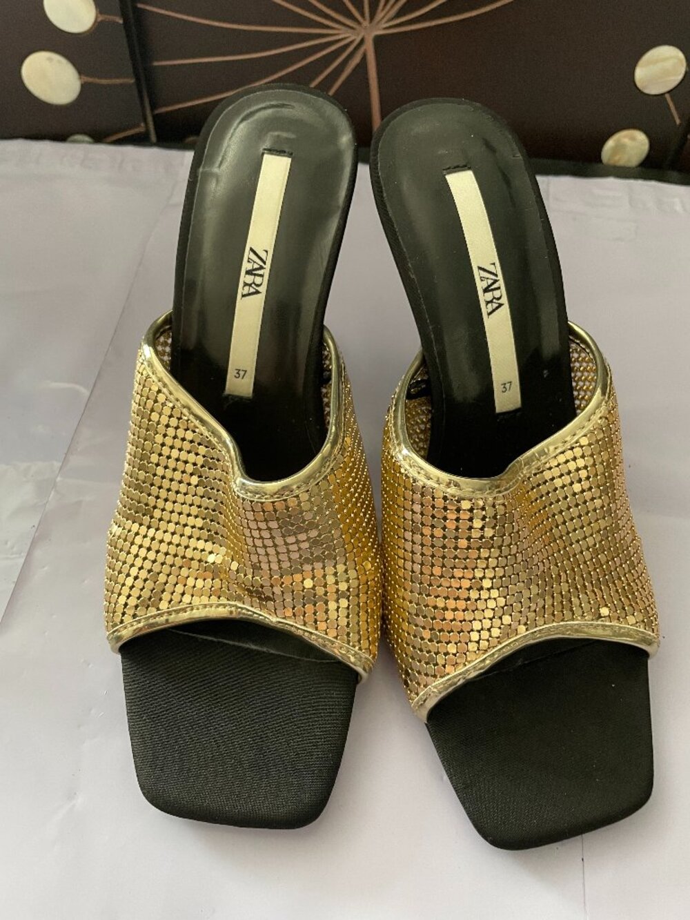 Zara Gold Mesh/Chainmail Sandals - Picture 2 of 5